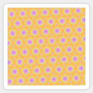 Pink and Yellow Abstract Floral Flowers Pattern Sticker